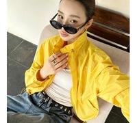 Giacca corta da donna, rosso romantico monostrato semi-trasparente, scollo con coulisse, vestibilità morbida e rilassata, versatile, da indossare da sola o a strati giallo L,M,S,XL,XXLColore unicoTess