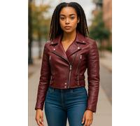 Giacca Corta Da Donna Top Goth Borgogna Giacca In Pelle Biker