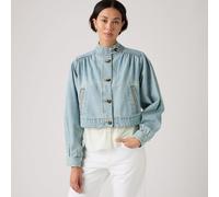 Giacca corta in denim collo alto Blu S Tinta unita