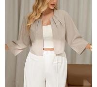 Giacca corta kaki larga ed elegante, di moda per la primavera e l'estate, comoda per l'uso quotidiano, stile semplice, adatta per l'estate europea, per l'ufficio, casual business, insegnanti, cappotti