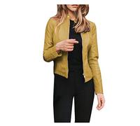 Giacca Corta Slim da Donna in Pelle PU Giacchetto Tasche con Cerniera Giubbotto Di Similpelle Donna Giubbino Moto per autunno e inverno Giacchetto Giacche Invernali Donna Cappottino Donna Ecopelle