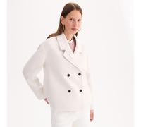 Giacca corta, taglio oversize, misto lana Beige L Tinta unita