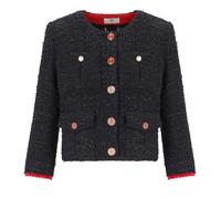 GIACCA CROPPED IN TWEED NERO/RED PASSION ELISABETTA FRANCHI 44 IT