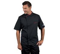 Giacca cuoco bilbao mezza manica nero/rosso Isacco L