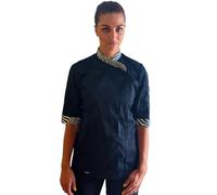 Giacca Cuoco Donna Personalizzata Casacca Chef da Cucina Nera e Zebrata Betty per Ristorante Pizzeria Hotel Pasticceria Divisa Lavoro Personalizzabile