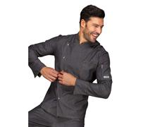 Giacca Cuoco Unisex Belfast Nera Black Jeans a Manica Lunga - ISACCO - Pizzaiolo