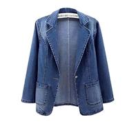 Giacca Da Abito In Denim Primaverile Da Donna Manica Lunga Con Un Bottone Vintage Casual Autunno Giacca Sportiva In Jeans Blue M