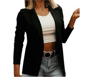 Giacca da Abito Slim da Lavoro Elegante da Donna Giacca da Lavoro a Maniche Lunghe da Ufficio Giacca da Carriera Slim Top Coat Giacca Sportiva alla Moda (Nero,XL)