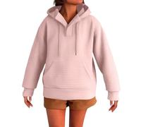 Giacca da allenamento da donna con cappuccio, traspirante, con motivo a nido d'ape, in cotone, con cappuccio, per autunno, a tinta unita, per il tempo libero, Colore: rosa., 3XL