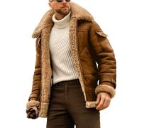 Giacca da Aviatore da Uomo in Montone Pelle E Bomber Volante,Marrone,L