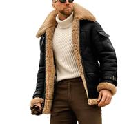 Giacca da Aviatore da Uomo in Montone Pelle E Bomber Volante,Nero,L