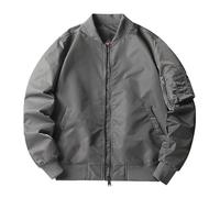 Giacca da aviatore da uomo, sportiva, leggera, traspirante, antivento, adatta per tutte le stagioni, comoda, per il tempo libero, attività all'aria aperta, grigio., L