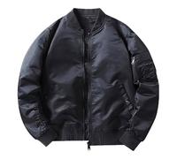 Giacca da aviatore da uomo, sportiva, leggera, traspirante, antivento, adatta per tutte le stagioni, comoda, per il tempo libero, attività all'aria aperta, Nero , L