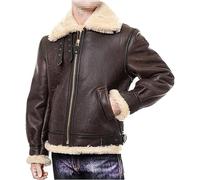 Giacca da aviatore in pelle Superhero Gamer Leon Bomber con pelliccia sintetica Shearling RE4 per uomo, Marrone - Ecopelle, L
