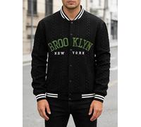 Giacca da baseball da uomo con lettera ricamata, casual, leggera, a maniche lunghe, per sport all'aria aperta, abbigliamento quotidiano