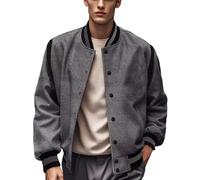 Giacca da baseball da uomo, sportiva, tinta unita, alla moda, con taglio combinato, per attività all'aperto, casual, sport, da uomo, comoda e pratica giacca a vento, grigio., XL