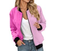 Giacca da Baseball Donna, Giacche da Donna Elegante Bomber Casual Giubbotto Ip Up Solido Cappotto Outwear Giacca a Vento con Tasche Giacca Donna Elegante per Il Tempo Libero