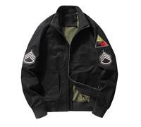 Giacca da Baseball, Giubbino Uomo Primavera Leggero Cotone Classica Cappotto Sport Collo da Baseball Bomber Estivo Giacca Comodo Varsity Giacca Baseball Uomo Nero per La Primavera
