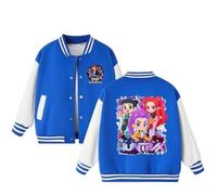 Giacca da Baseball per Bambini, Giacca da Primavera e Autunno per Ragazze k-Pop d-Demon, Top con Stampa Cartoon,Blu,130cm