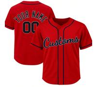 Giacca da baseball rossa personalizzabile per uomo taglia grande, crea la tua divisa da sogno, ideale per tifosi, atleti e feste sportive estive 1XL,2XL,3XL,4XL,5XL,6XLTessuto