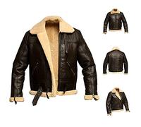 Giacca da bombardiere aviatore RAF B3 Real Shearling pelle di montone giacca in pelle di pecora giacca in pelle giacca invernale, marrone, XXL