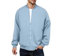 Giacca da bomber da uomo, leggera, vestibilità normale, alla moda, semplice, da uomo, da montagna, tinta unita, comoda, da aviatore, per autunno, per il tempo libero, per attività all'aria aperta