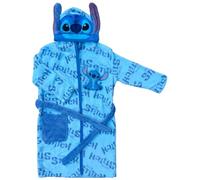 Giacca da camera Stitch bambino vestaglia invernale morbida in coral fleece con cappuccio 3D ricamo Disney e cintura regolabile azzurro