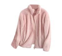 Giacca Da Casa Donna Invernale Giacche In Pile Con Zip Curvy Elegante Giacca Corta Senza Cappuccio Peluche Sherpa Comodo Caldo Cappotto Trekking Casa Giubbino Manica Lunga Moda Autunno Inverno 2025