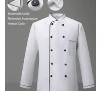 Giacca da chef bianca semplice e formale da uomo, con design a bottoni nascosti, essenziale per chef professionisti L,M,SColore unicoTessuto