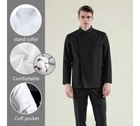 Giacca da chef classica con pannello laterale e colletto, manica lunga, personalizzata in bianco, in tessuto morbido, facile da curare, comoda, uniforme da lavoro unisex per autunno/inverno, adatta pe