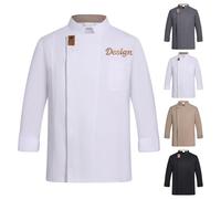 Giacca Da Chef Personalizzata Con Ricamo - Maniche Corte O Lunghe Per Uomo E Donna | Uniforme Professionale Da Cucina Per Hotel E Ristoranti (Bianco (lungo))