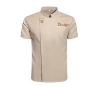 Giacca Da Chef Personalizzata Con Ricamo - Maniche Corte O Lunghe Per Uomo E Donna | Uniforme Professionale Da Cucina Per Hotel E Ristoranti (Cachi (corto))
