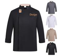 Giacca Da Chef Personalizzata Con Ricamo - Maniche Corte O Lunghe Per Uomo E Donna | Uniforme Professionale Da Cucina Per Hotel E Ristoranti (Nero (lungo))