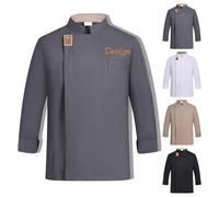 Giacca Da Chef Personalizzata Con Ricamo - Maniche Corte O Lunghe Per Uomo E Donna | Uniforme Professionale Da Cucina Per Hotel E Ristoranti (Grigio (lungo))