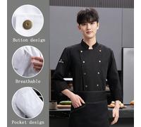 Giacca da chef premium, manica lunga, design classico a doppio petto con bottoni, traspirante, resistente, confortevole, lavabile, adatta per catering, panificio, cucina d'hotel, cucina di ristorante,