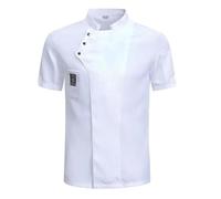 Giacca da Chef Professionale - Divisa Cucina e Uniforme Ristorante per Cuochi/Camerieri, Giacca Lavoro Gastronomico Anti-Macchia con Bottoni, Camice Cucina Traspirante(White short sleeve,XL)