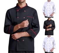Giacca da Chef Uomo Giacca da Ufficio Giacca a Manica Lunga Uomo Taglia Grande Cappotti Taglio Classico Uniforme Giacche Leggere e Traspiranti a Doppio Petto con Bottoni per Cucina, Hotel, Chef