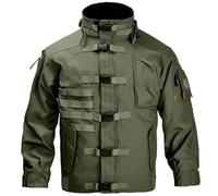 Giacca da Combattimento Tattica, Giacche Hard Shell Antivento per La Caccia | Tasche multiple, apertura frontale, collo alto, pesante, resistente ai graffi, resistente all'usura