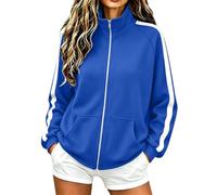 Giacca da corsa da donna a maniche lunghe a righe con zip felpe per il | Giacca sportiva leggera da donna a righe, giacca da corsa da donna, felpa con zip senza cappuccio, casual