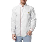 Giacca da cuoco da uomo, set da cuoco, giacca da cuoco, cappello, set da gastronomia, per ristorante, hotel, bar, abbigliamento da lavoro, uniforme, camicetta da uomo, camicia a maniche lunghe con