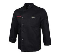 Giacca da cuoco uniforme a maniche lunghe per hotel, cucina, abbigliamento da cuoco, taglia M, colore nero, Nero, XXL, XXL