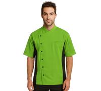 Giacca da cuoco unisex a maniche corte con ventilazione laterale in rete uniforme, una giacca da pasticcere perfetta e una giacca da pizza (M, Verde)