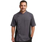 Giacca da cuoco unisex a maniche corte con ventilazione laterale in rete uniforme, una giacca da pasticcere perfetta e una giacca da pizza (XL, Grigio)