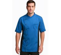 Giacca da cuoco unisex a maniche corte con ventilazione laterale in rete uniforme, una giacca da pasticcere perfetta e una giacca da pizza (L, Oceano blu)