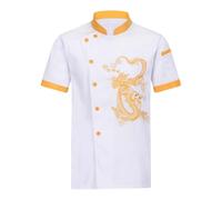 Giacca da Cuoco Unisex Abbigliamento Da Cucina Hotel A Maniche Lunghe Bottoni Rosso A Contrasto Giacca Da Cuoco Per Uomo Donna, bianco, XL
