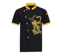 Giacca da Cuoco Unisex Abbigliamento Da Cucina Hotel A Maniche Lunghe Bottoni Rosso A Contrasto Giacca Da Cuoco Per Uomo Donna, Nero , 3XL