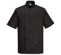 Portwest C733 Giacca da Chef Moderna e Leggera a Maniche Corte Cumbria Nera, XXXL