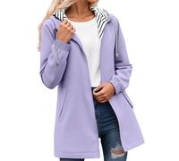 Giacca da donna, a maniche lunghe, con cappuccio, a righe, in nylon, per la stagione fresca/per l'abbigliamento outdoor; con dettagli di design tra cui giacca a vento da trekking, giacca a vento