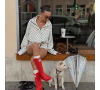 Giacca da donna a pois con coulisse e spalle scese, stile ampio, bianca, per la primavera, nuova collezione autunnale di una blogger L,M,S,XSGeometricoPoliestere