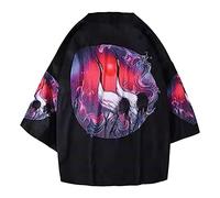 Giacca da donna cardigan moda uomo trico-cardigan top camicie taglie forti camicie modello popolare camicie stampate camicetta taoist Style Top camicia, Colore: rosso, XXL